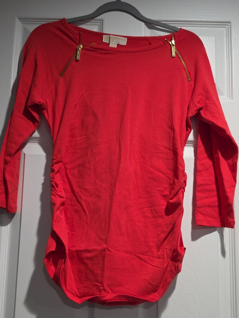 Michael Kors Bright Coral Red Crewneck Top with Branded Tag